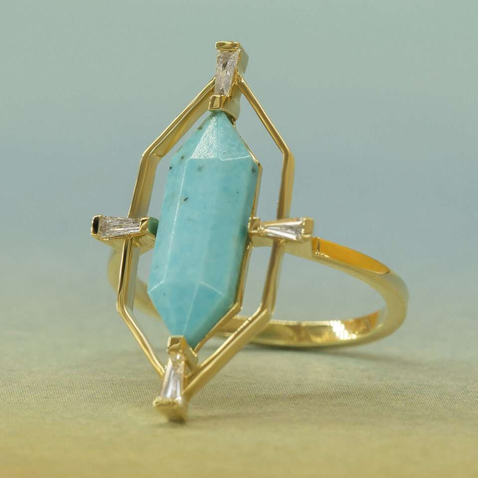bague marthe turquoise or jaune 4