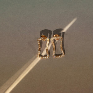 Boucles D'Oreilles Dolly-Bijoux - Demi-Créole Rhodié | Pavage Diamant & Émeraude | Argent 925
